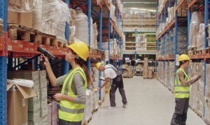 warehouse workers with barcode scanners