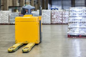 Forklift in a warehouse